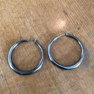 Charcoal grey hoop earrings